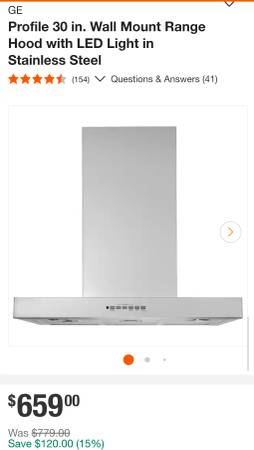 HOOD 30'' WIDE GE PROFILE BRAND NEW IN BOX STAINLESS ST. 1