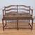 French Country Petite Walnut Ladder Back Settee Bench w/ Brown Cushion 5 thumbnail