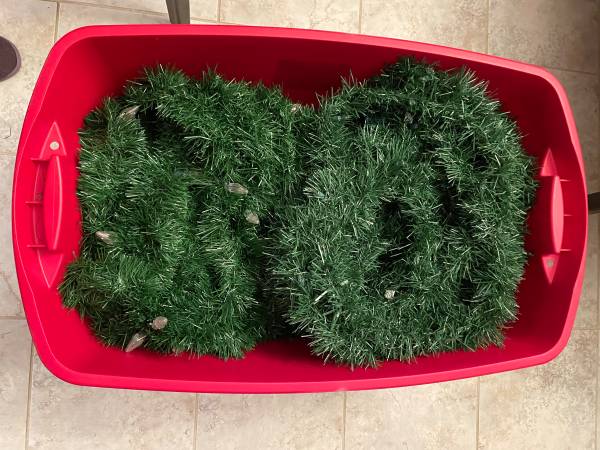A Christmas Bin Full of Lighted Garlands 1