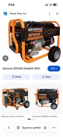 Generac portable generators GP6500 1