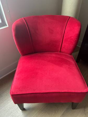 World market red velvet chair 1