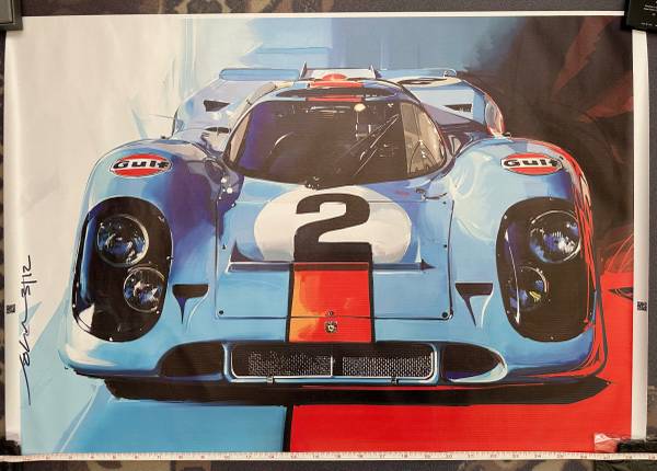 1 Porsche 917k Gulf livery print on cotton 1