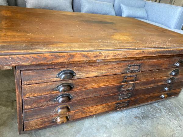 1920s Hamilton architects flat file Cabinet/coffee table With Brass Hardware 1