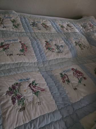 Hand Embroidered State Quilt 1