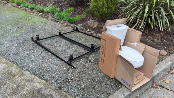 Free - American Standard toilet and Queen size bed frame 1