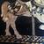Gold carousel horse artwork, wire & etched metal in solid walnut frame 19 thumbnail