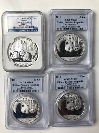 2011,2013 Panda Silver Coins with Certificate 1