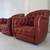 2 Mid century Italian Tufted  Leather Club  Chairs Red 24 thumbnail