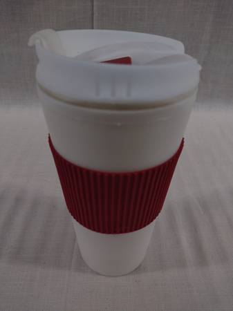 New Insulated White Plastic 16-Ounce Hot/Cold Coffee Cup Tumbler 1