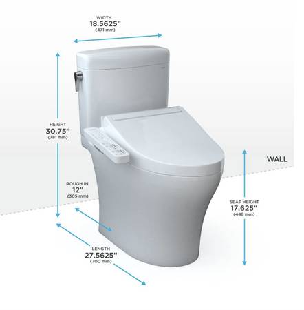 Toto Aquia IV Cube WASHLET+ C2 2-Piece Toilet,1.28 & 0.9GPF-NEW 1
