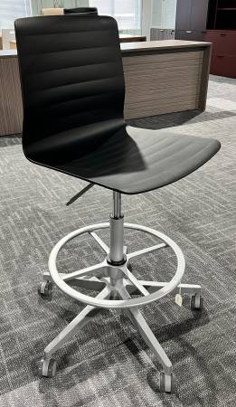 Black Adjustable Stool with Back 1