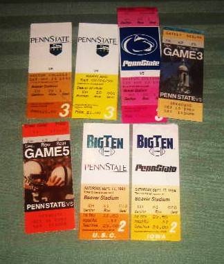7 Penn State Old Football Ticket Stub Collectible Souvenirs 1