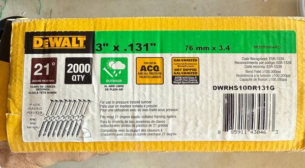 DeWalt round head metal framing nails. 1