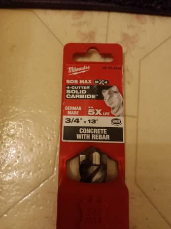New Milwaukee 3/4 x13 inch concrete with rebar drill bit 1
