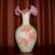 Vintage Fenton Burmese Satin Vase Hand Painted Roses Signed Uranium 6 thumbnail