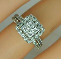 New 14k Princess n Round Cut Halo - Quality- Diamond ring 1