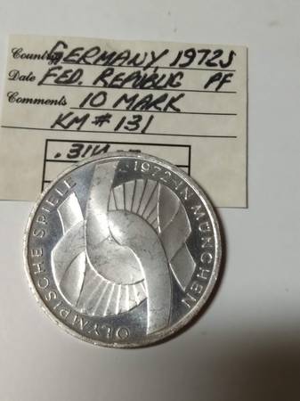 1972- J West Germany 10 Marks Silver-Proof-Deep Cameo Luster KM#131 1