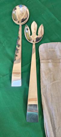 SILVERPLATE - SALAD SERVERS - I - MAGNIN CO - 13" LONG 1