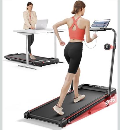 4 in 1 Folding Treadmill with 9% Incline, TOPUTURE Treadmills for Home & Office, 1