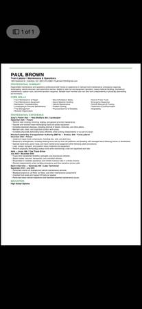 Full availability looking for employement 1
