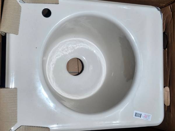 Tandem Under-mount Utility Sink (Cast Iron) with single faucet hole on the left. 1