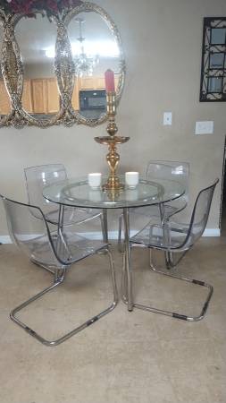 Transparent clear Dinner table/ 4 chair set 1
