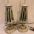Pair of Green Overlay Lamp With Oval Cutback Panel Of Painted Lady Wit 5 thumbnail