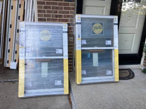 New Pella Lifestyle windows , double hung , white aluminum exterior, 3 1