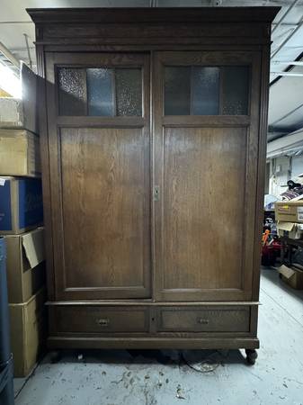 Antique Oak Armoire/Wardrobe/Console 1