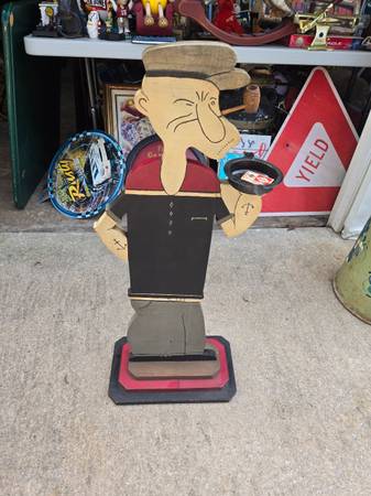 Vintage wooden popeye smoking stand 1