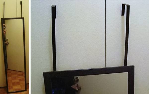 Black Frame Full Length Mirror with Over the Door Hooks 1