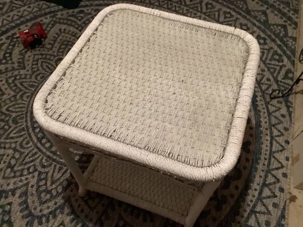 Lloyd loom side table and ottoman 1