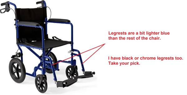 Brand New – Transport Wheelchair – Blue – Wide version (#0211) 1