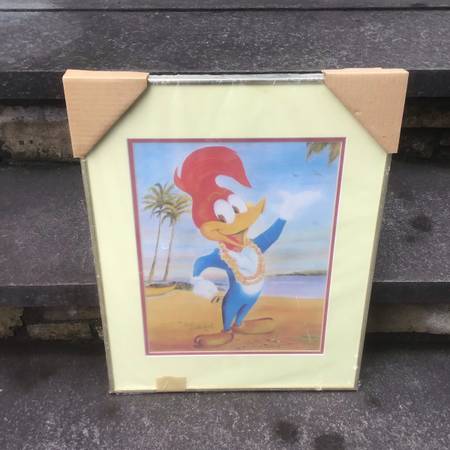 Vintage Woody WoodPecker Walter Lantz Painting autographed Framed