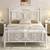 Full Size Bed Frame with Butterfly Pattern Design Headboard, White Modern Metal  1 thumbnail