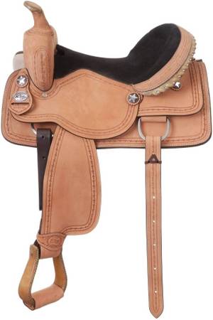 13" King Series Cowboy Roughout Saddle with Barb Wire Tooling 1