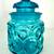 Vintage L E Smith Peacock Blue Moon and Stars 5” Canister 1 thumbnail
