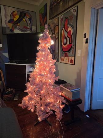 Christmas tree lighted pink.5 footer   All kinds of decor n wreaths 1