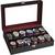 12 WATCH JEWELRY CASE FAUX BOWN LEATHER 6 thumbnail