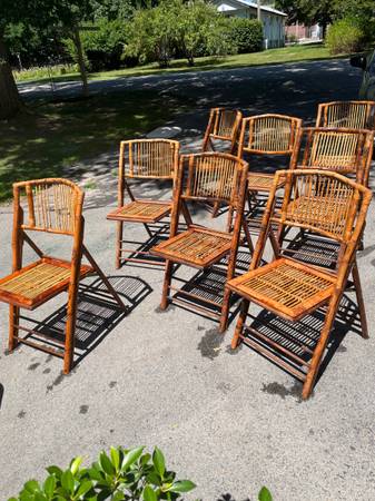 Vintage Rattan Bamboo Folding Chairs 1