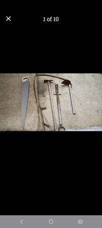 Four different vintage yard tools will split 1