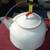 Vintage Enamelware White Teapot Red Trim & Wooden Black Bale Handle 1 thumbnail