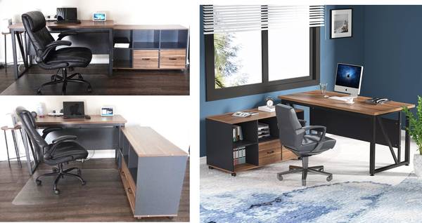 Executive Desk + lateral File Cabinet + Chair 1