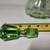Vintage Uranium Glass Decanter with Floral Etching 12" tall 4 thumbnail