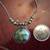 Vintage Sterling Silver Necklace with NATURAL Green Turquoise Stones 2 thumbnail