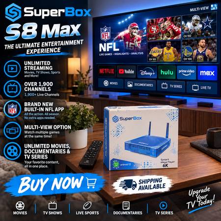 Superbox S8 Max 1900+ Network TV channels, NFL App, PPV and More! 1