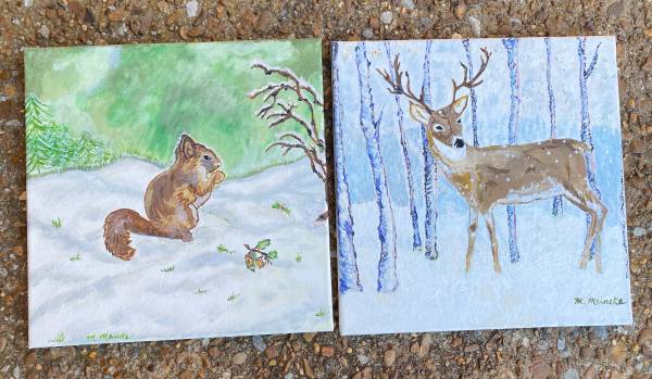 Deer and Squirrel Canvas Art (12” x 12”) 1
