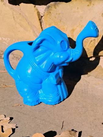 Vintage Blow Mold Plastic Watering Can Ohio Art Blue Elephant