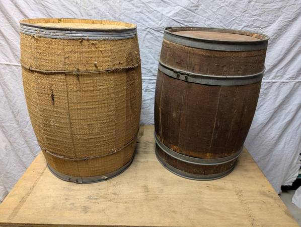 2 Antique Vintage Nail Kegs 1