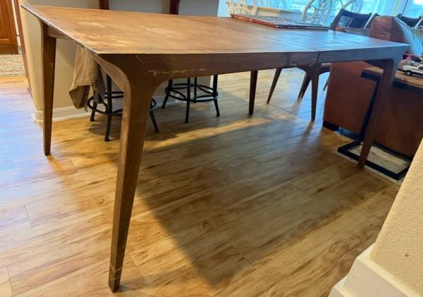 Solid walnut MCM Drexel table and chairs 1